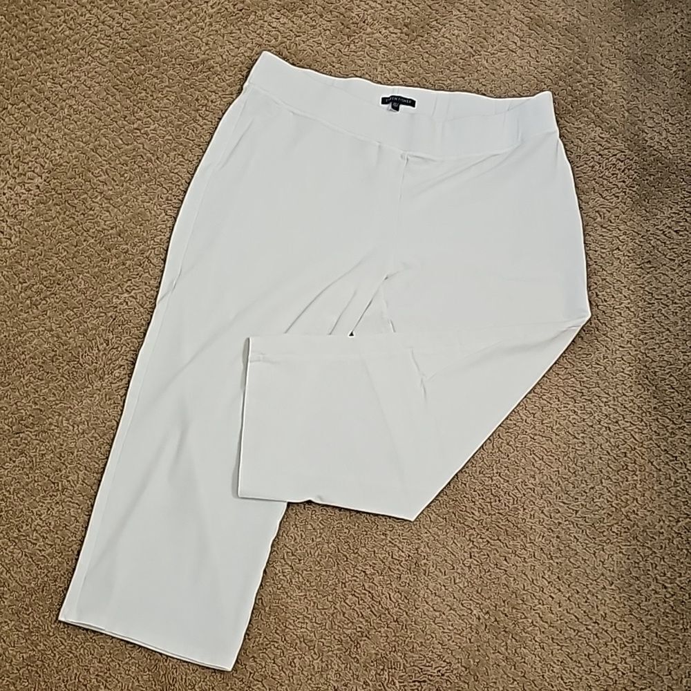 Eileen‎ Fisher Women Cropped Crepe Stretch textured knit pants White large